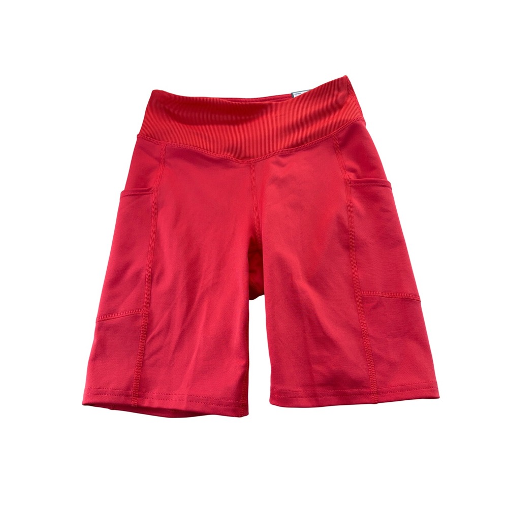 Tek Gear Shorts Women S Red Workout High Rise Pockets Wicking Bike Athletic
